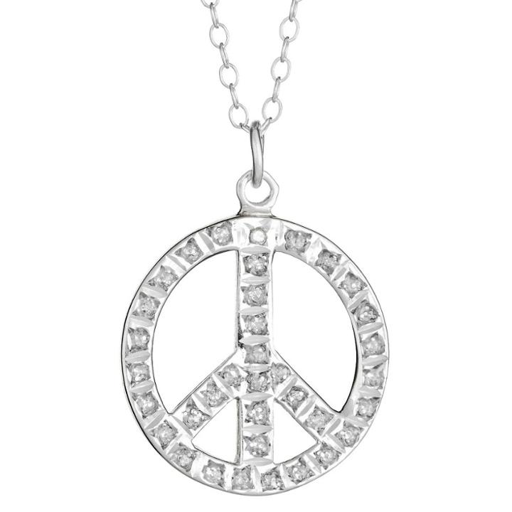 Target Sterling Silver Peace Pendant Necklace With Diamond Accents - White, Women's