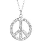 Target Sterling Silver Peace Pendant Necklace With Diamond Accents - White, Women's