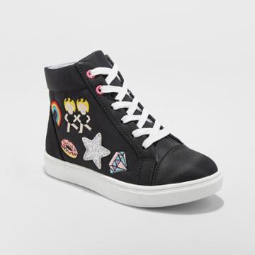 Girls' Doodle Emoji Hightop Sneakers - Stevies Black