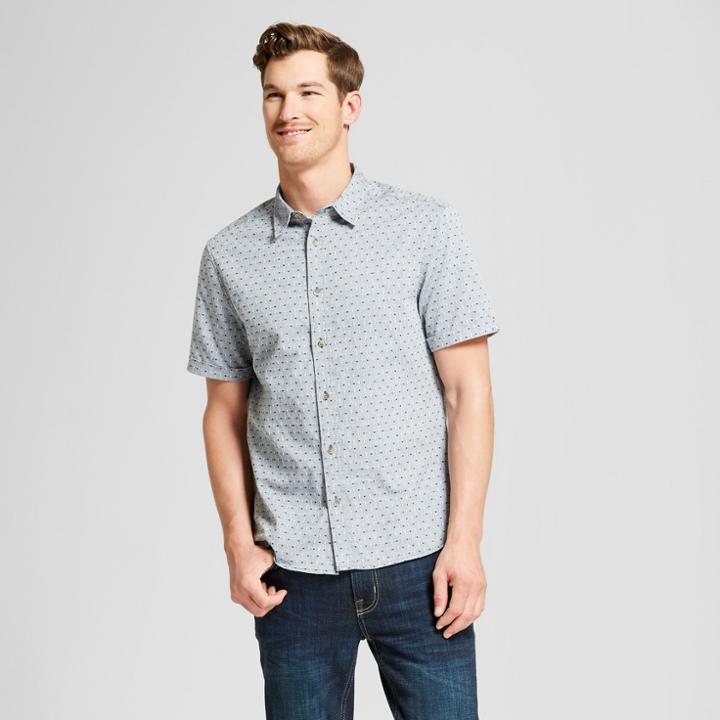 Men's Short Sleeve Novelty Button-down Shirt - Goodfellow & Co Bay City Blue