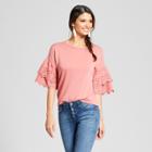 Women's Ruffle Sleeve T-shirt - Soul Cake (juniors') Pink