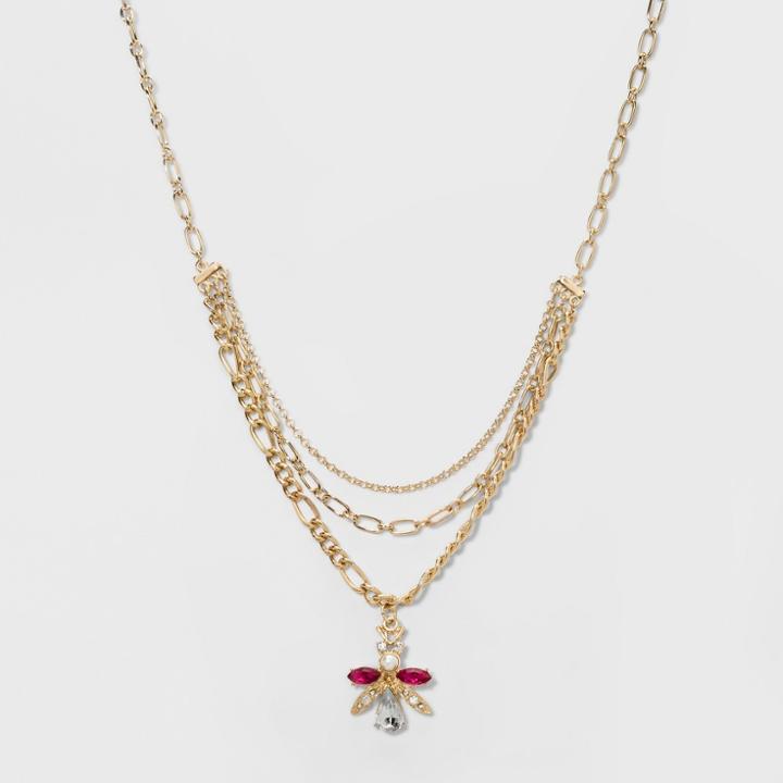 Target Three Chains And Fly Charm Short Necklace - A New Day Gold