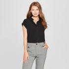 Women's Short Sleeve Popover Shirt - A New Day Black