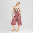 Women's Floral Print Halter Top Overall Jumpsuit - Xhilaration Magenta (pink)