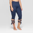 Women's Plus Size Side Tie Mid - Rise Capri Leggings - Joylab Navy (blue)