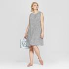 Women's Plus Size Striped Sleeveless Midi Swing Dress - Ava & Viv Black/white