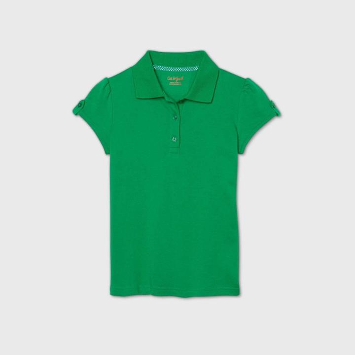Petitegirls' Short Sleeve Interlock Uniform Polo Shirt - Cat & Jack Green