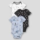 Lamaze Baby Boys' 3pk Over The Mountain Short Sleeve Bodysuit - Dark Gray Newborn