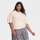 Women's Plus Size Short Sleeve Crewneck T-shirt Sweater - Universal Thread Cream