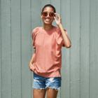 Women's Short Sleeve Crewneck Pullover Sweater - Universal Thread Rust