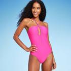 Shade & Shore Women's Halter Keyhole Bandeau One Piece Swimsuit - Shade &