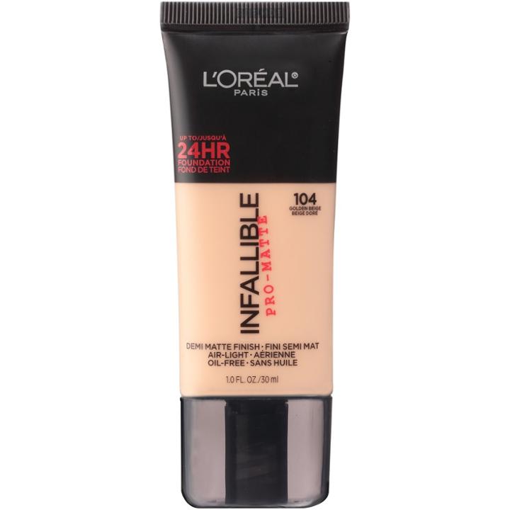 L'oreal Paris Infallible Pro-matte Foundation 104 Golden Beige 1 Fl Oz, Golden Beige