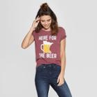 Women's Short Sleeve Here For The Beer T-shirt - Awake Burgundy