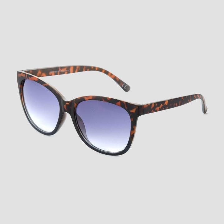 Women's Plastic Tortoise Shell Print Crystal Cat Eye Sunglasses - Universal Thread Blue