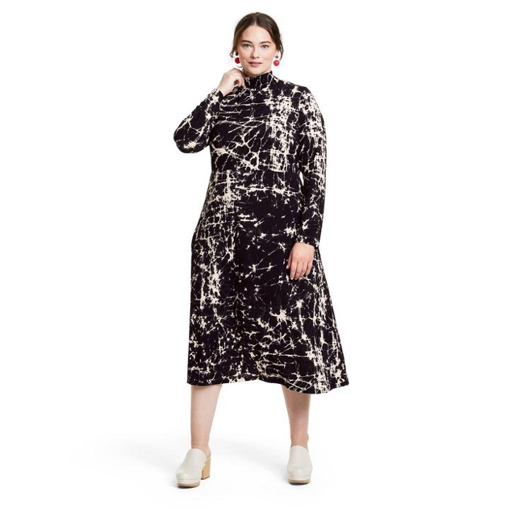 Women's Plus Size Marble Print Long Sleeve Knit Dress - Rachel Comey X Target Black