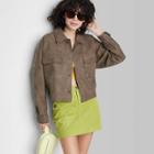 Women's Cropped Faux Leather Shacket - Wild Fable