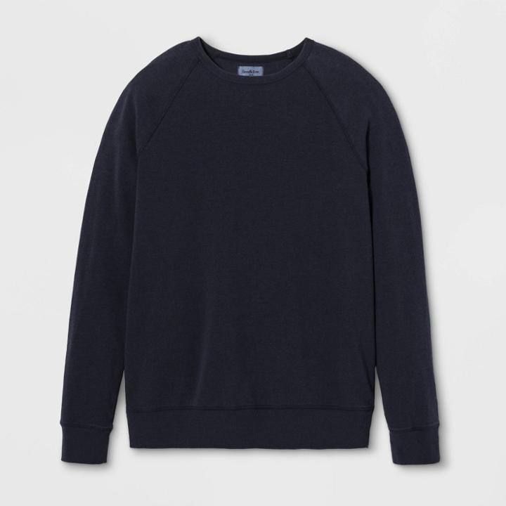 Men's Tall Regular Fit French Terry Crew Neck Sweatshirt - Goodfellow & Co Xavier Navy