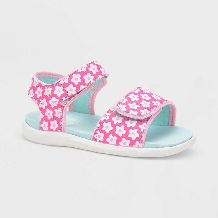 Toddler See Kai Run Basics Logan Floral Print T-strap Sandals - Pink