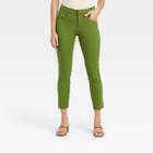 Women's High-rise Zip-front Skinny Ankle Pants - A New Day Green
