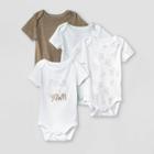 Baby Boys' 4pk 'oh Deer' Short Sleeve Bodysuit - Cloud Island White/brown Newborn