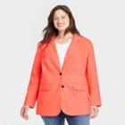Women's Plus Size Blazer Jacket - Ava & Viv Coral Orange X