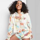 Women's Cropped Hoodie - Wild Fable White Tie-dye