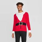 Mighty Fine Men's Santa Long Sleeve Holiday Pullover Sweater - Red