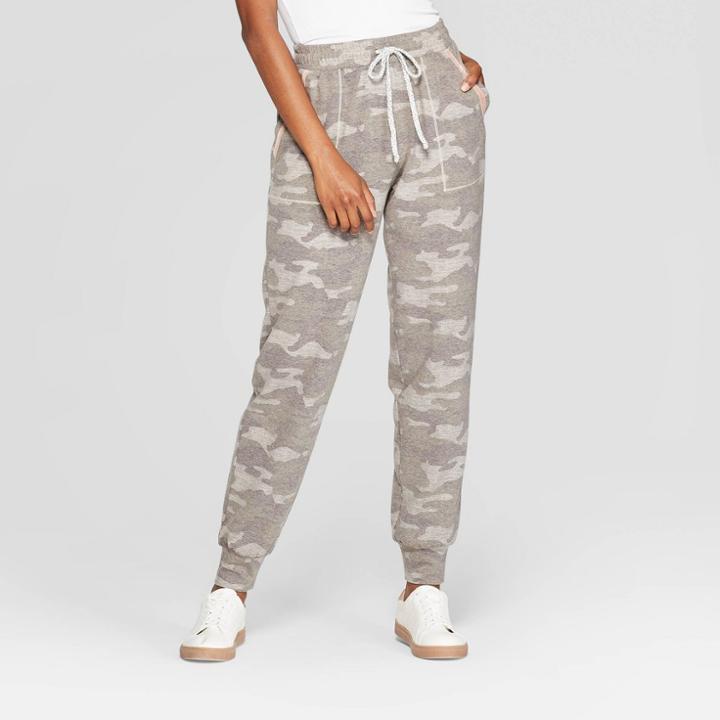 Women's Camo Print Mid-rise Ankle Length Jogger Pants - Knox Rose Gray M, Women's,