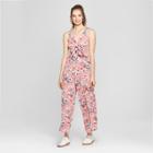 Women's Floral Print Ruffle Jumpsuit - Love @ First Sight (juniors') Pink