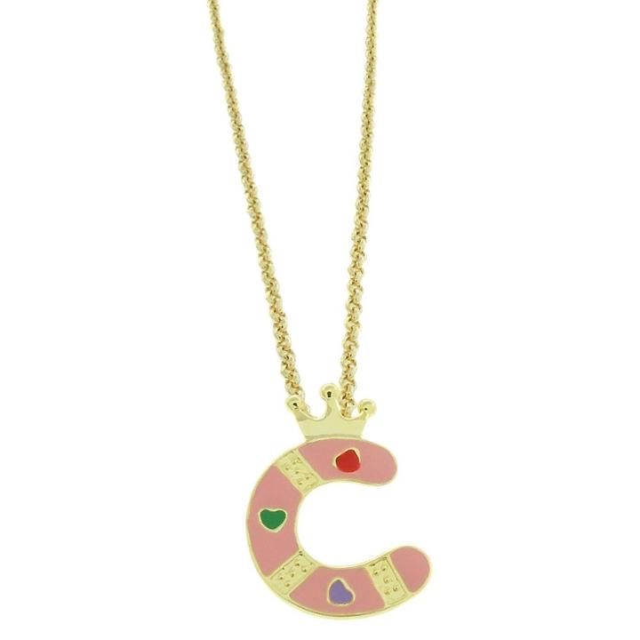 Target Ellen 18k Gold Overlay Enamel Initial Pendant 'c' - Pink, Girl's, C