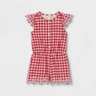 Toddler Girls' Gingham Romper - Cat & Jack Red/white