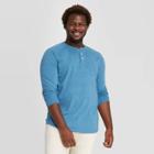 Men's Tall Standard Fit Long Sleeve Henley Jersey T-shirt - Goodfellow & Co Blue