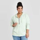 Women's Plus Size V-neck Zip-up Hoodie Sweatshirt - Universal Thread Mint 1x, Women's, Size: