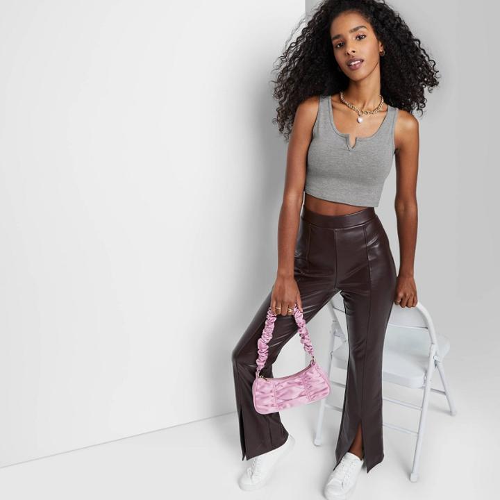 Women's Notch Front Tiny Tank Top - Wild Fable Gray
