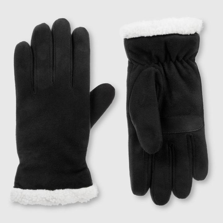 Isotoner Women's Smartdri Micro Suede Gloves - Black