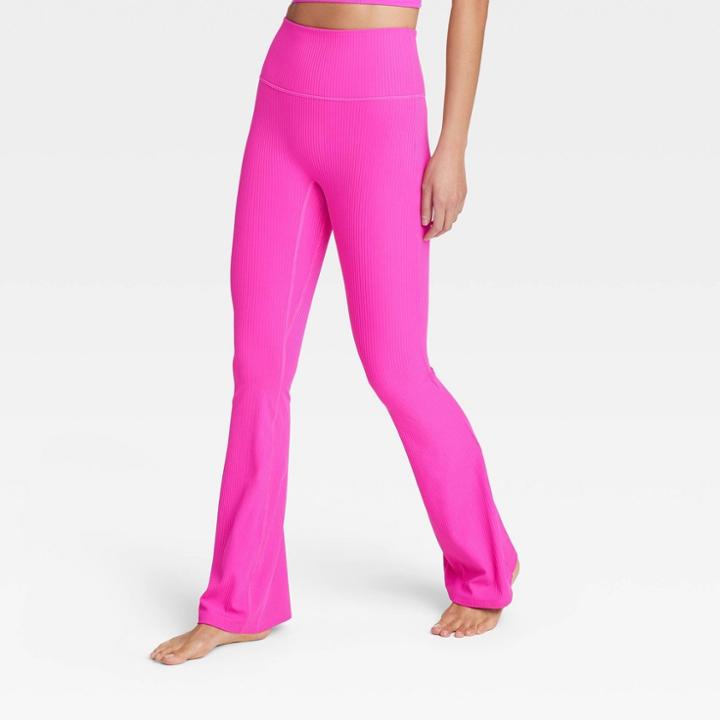 Women's Rib Flare Leggings - All In Motion Vibrant Pink