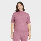 Women's Plus Size Mock Turtleneck Ribbed Pullover Sweater - Ava & Viv