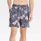 Men's 7 Floral Print Swim Trunk With Boxer Brief Liner - Goodfellow & Co Pink