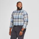 Men's Big & Tall Plaid Standard Fit Long Sleeve Pocket Flannel Button-down Shirt - Goodfellow & Co Alaskan Blue
