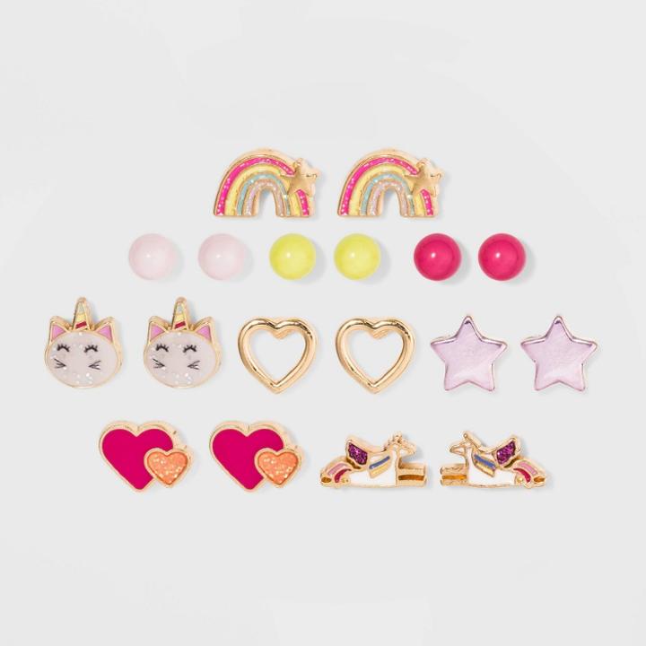 Girls' 9pk Unicorn Earrings - Cat & Jack , Women's,