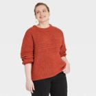 Women's Plus Size Crewneck Pullover Sweater - Universal Thread Dark Orange