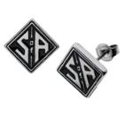 Sons Of Anarchy Soa Logo Stainless Steel Square Stud Earrings, Kids Unisex