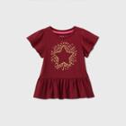 Toddler Girls' Short Sleeve Foil Star T-shirt - Cat & Jack Burgundy