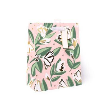 Spritz Floral Gift Bag With Foil White/pink/gold -
