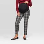 Maternity Plaid Crossover Panel Ankle Pants - Isabel Maternity By Ingrid & Isabel Black