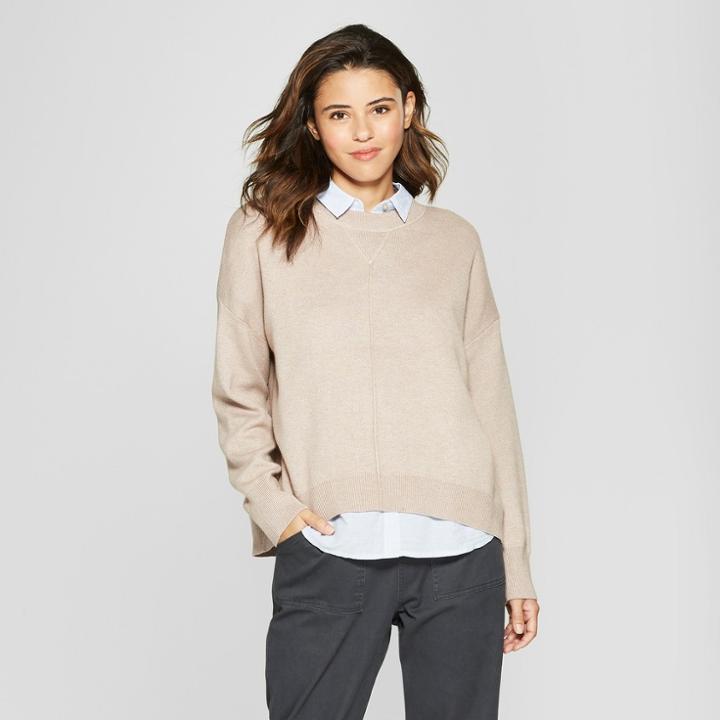Women's Back Interest Pullover - Universal Thread Oatmeal