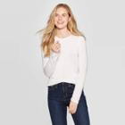 Women's Standard Fit Long Sleeve Crewneck T-shirt - Universal Thread White L, Women's,