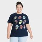 Women's The Rolling Stones Plus Size Multi Logo Short Sleeve Graphic T-shirt - Navy