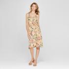 Women's Floral Print Wrap Midi Dress - Lux Ii - Yellow