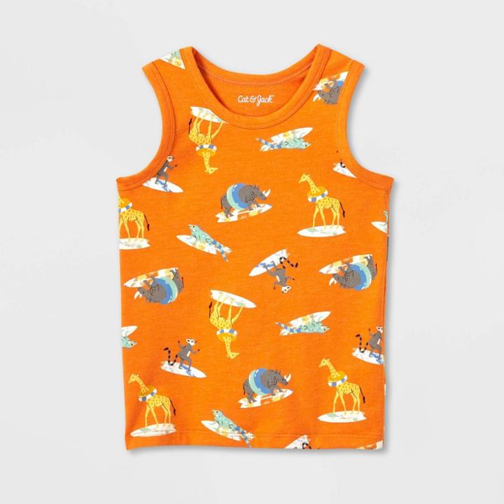 Toddler Boys' Animal Surfing Tank Top - Cat & Jack Orange
